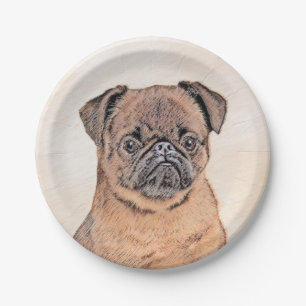 Assiettes En Carton Bruxelles Griffon Smooth Painting Original Chien A
