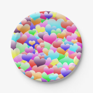 Assiettes En Carton Bubble Hearts Dark
