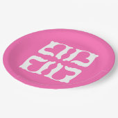 Assiettes En Carton Bubblegum Coeurs rose et blanc (Angle)