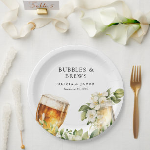 Assiettes En Carton Bubbles and Brews Shower de Couple
