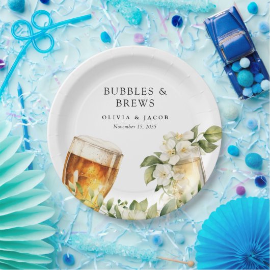 Assiettes En Carton Bubbles and Brews Shower de Couple (Fête)