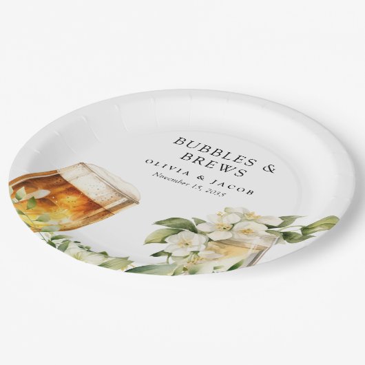 Assiettes En Carton Bubbles and Brews Shower de Couple (Angle)