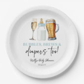 Assiettes En Carton Bubbles Brews and Diapers Too! Baby Shower (Devant)