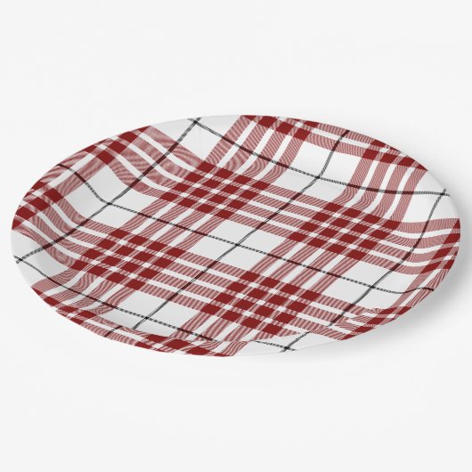 Assiettes En Carton Buchanan tartan rouge blanc plaid (Angle)