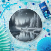 Assiettes En Carton Buck In A Winter River la nuit (Fête)