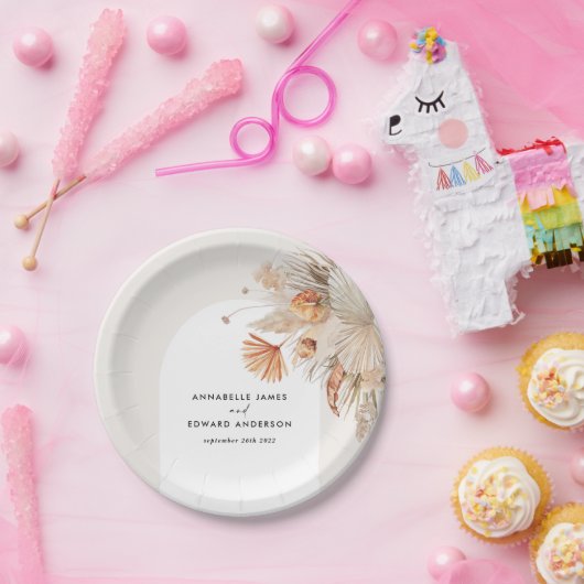 Assiettes En Carton budget bohème pampas herbe mariage fête (Fête)