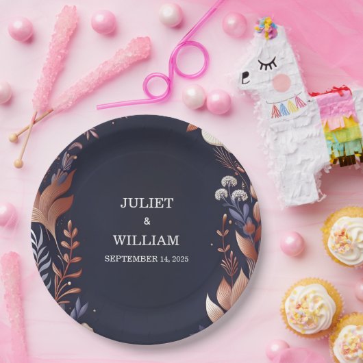 Assiettes En Carton Budget pas cher extérieur élégant Mariage bleu mar (Fête)