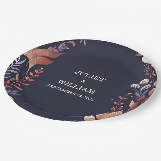 Assiettes En Carton Budget pas cher extérieur élégant Mariage bleu mar (Angle)