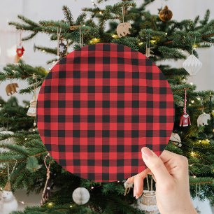 Assiettes En Carton Buffalo à carreaux noir rouge Noël 