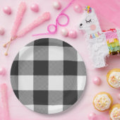 Assiettes En Carton Buffalo Check blanc et noir Carrés plaid (Fête)