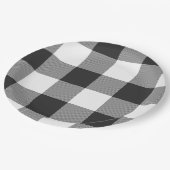 Assiettes En Carton Buffalo Check blanc et noir Carrés plaid (Angle)