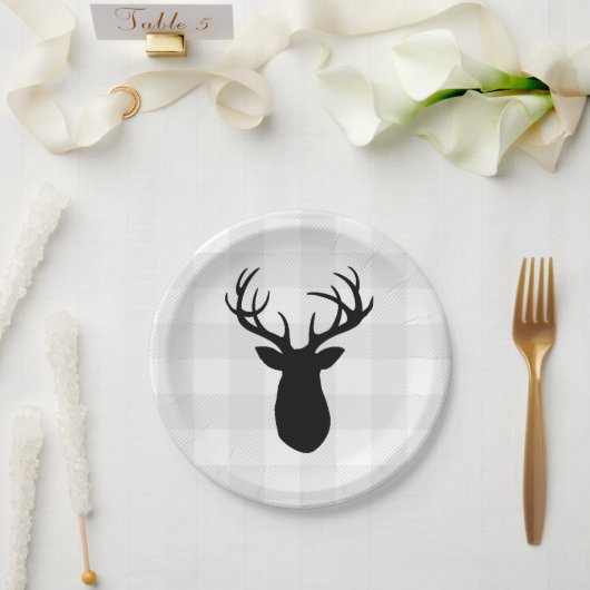 Assiettes En Carton Buffalo Check Deer Wilderness Cabine (Mariage)