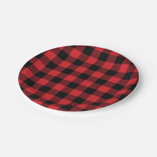 Assiettes En Carton Buffalo Check Motif Holiday (Angle)