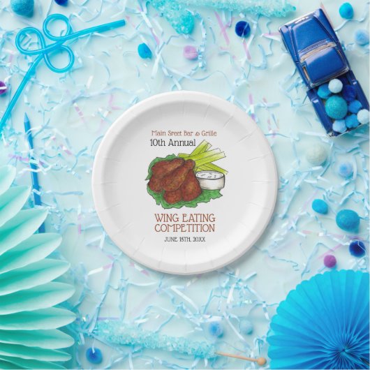 Assiettes En Carton Buffalo Hot Chicken Wings Wing Concours de manger (Fête)
