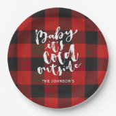 Assiettes En Carton Buffalo Plaid Brush Script C'est Cold Outside Name (Devant)