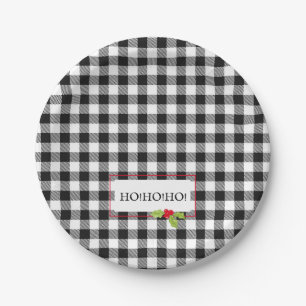 Assiettes En Carton Buffalo Plaid Christmas Holly Ho ! Ho ! Ho ! Fêtes