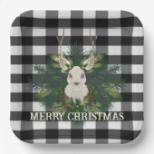 Assiettes En Carton Buffalo Plaid Festin Reindeer Noël (Recto)