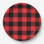Assiettes En Carton Buffalo Plaid Red Black Check (Devant)