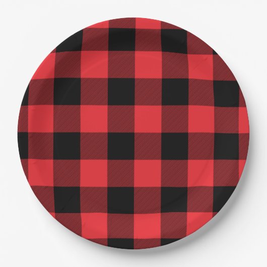 Assiettes En Carton Buffalo Plaid Red Black Check (Devant)