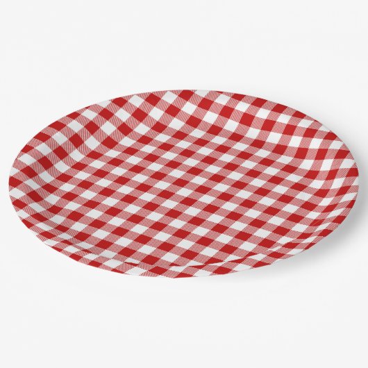 Assiettes En Carton Buffalo Plaid Red White Classic Holiday Pique-niqu (Angle)