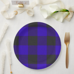 Assiettes En Carton Buffalo Plaid Royal Blue Check