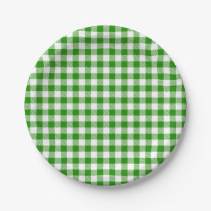 Assiettes En Carton Buffalo Plaid Vert Blanc Classique Polyvalent