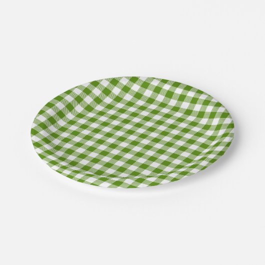 Assiettes En Carton Buffalo Plaid Vert Blanc Classique Polyvalent (Angle)