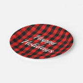 Assiettes En Carton Buffalo plaqué rouge et noir (Angle)