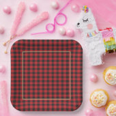 Assiettes En Carton Buffalo Rouge Noir Plaid Classique Rustique (Fête)