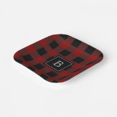 Assiettes En Carton Buffalo rustique Plaid Moderne Monogramme Rouge No (Angulaire)