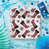 Assiettes En Carton Buffalo rustique Plaid Stocker Snowflakes Noël (Fête)