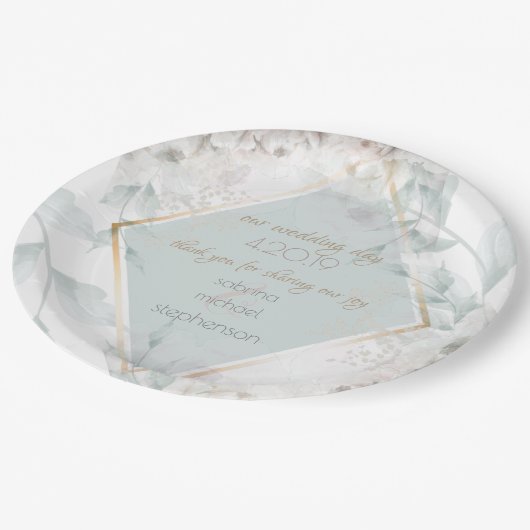 Assiettes En Carton Buffet mariage | Elégante Peon d'aquarelle en albâ (Angle)