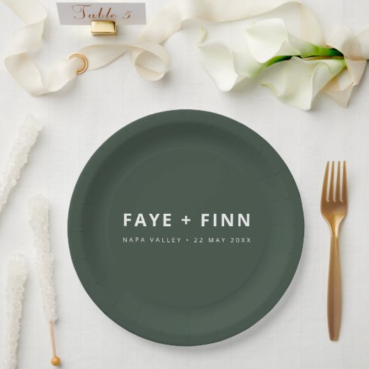 Assiettes En Carton Buffet Mariage minimal moderne Scandi Forest Green (Mariage)