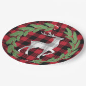 Assiettes En Carton Buffle de cerf blanc gris Plaid de baies de pin cr (Angle)