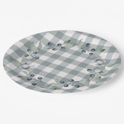 Assiettes En Carton Buffle de couronnes vertes Plaid Vérifier assez (Angle)