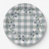 Assiettes En Carton Buffle de couronnes vertes Plaid Vérifier assez (Devant)