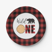 Assiettes En Carton Buffle d'Ours Sauvage Plaid Premier Anniversaire P (Devant)