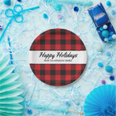 Assiettes En Carton Buffle noir rouge Plaid Russe Mountain Noël (Fête)