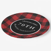 Assiettes En Carton Buffle rouge et noir Plaid Rustique fête d'anniver (Angle)