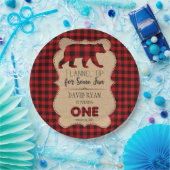 Assiettes En Carton Buffle rouge Plaid Anniversaire ONE Custom (Fête)