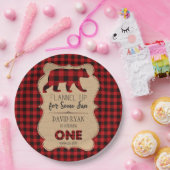 Assiettes En Carton Buffle rouge Plaid Anniversaire ONE Custom (Fête)