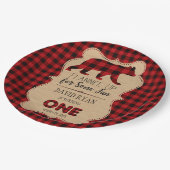Assiettes En Carton Buffle rouge Plaid Anniversaire ONE Custom (Angle)