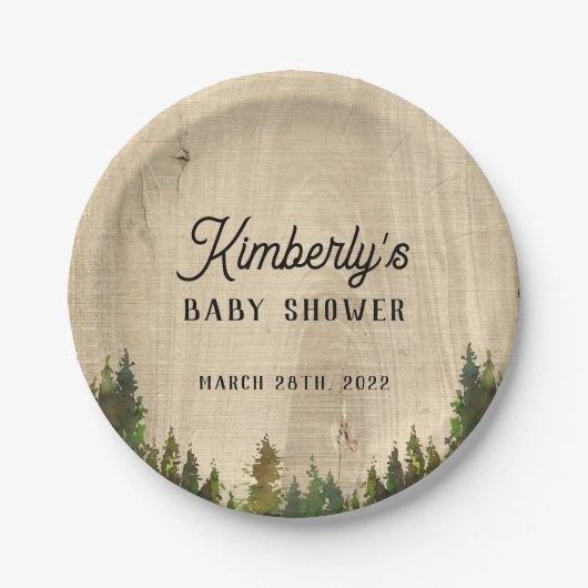Assiettes En Carton Buffle rustique Vérifier Wild Un Baby shower (Devant)