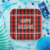 Assiettes En Carton Bufflo Plaid avec Tinsel d'argent de vacances (Fête)