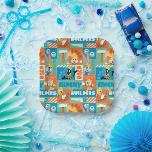 Assiettes En Carton BUGS BUNNY BUILDERS™| Character Grid Pattern (Fête)
