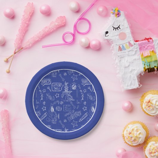 Assiettes En Carton BUGS BUNNY BUILDERS™| Sketch Blueprint Pattern (Fête)