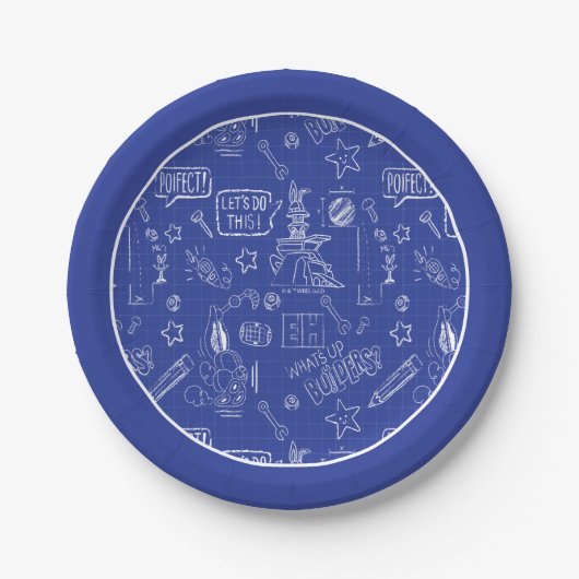 Assiettes En Carton BUGS BUNNY BUILDERS™| Sketch Blueprint Pattern (Devant)