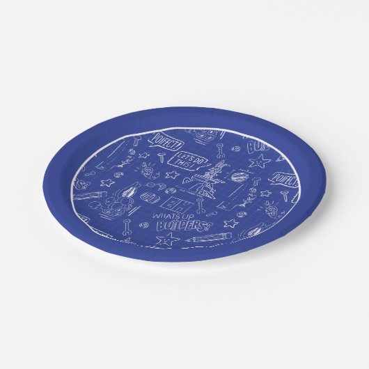 Assiettes En Carton BUGS BUNNY BUILDERS™| Sketch Blueprint Pattern (Angle)