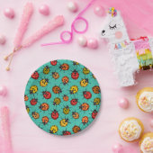 Assiettes En Carton Bugs colorés sur turquoise (Fête)