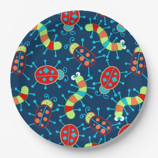 Assiettes En Carton Bugs et coléoptères (Devant)